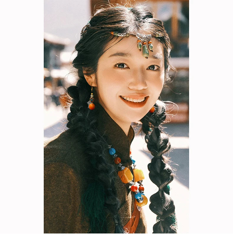 Nepal Tibetan Earrings Ethnic Style Wooden Ear Clips Women's Long Earrings