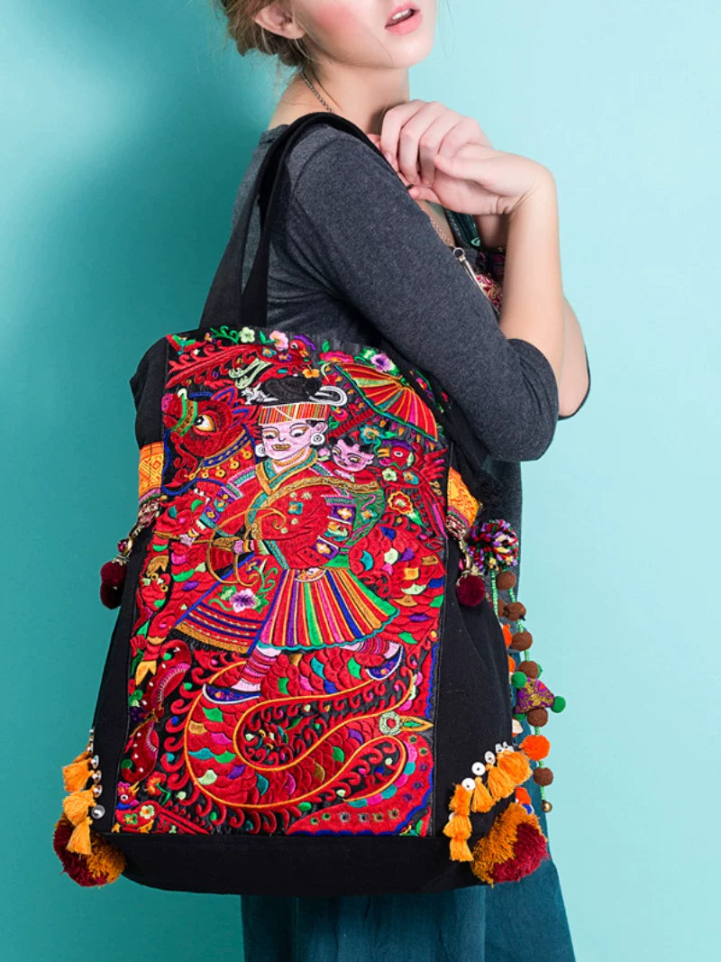 Original Ethnic Style Retro National Tide National Embroidery Shoulder Bag Bag Large Capacity Canvas Women's Bag