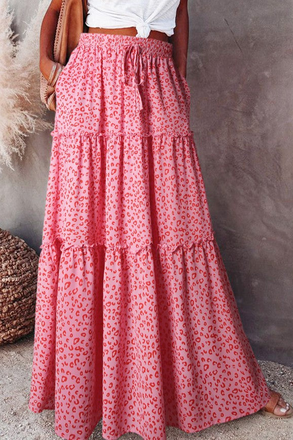 New Bohemian Style Skirt, Loose Fitting Casual High Waisted Long Skirt