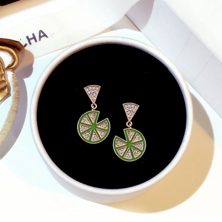 Needle Fruit Lemon Slice Earrings Exquisite Japanese and Korean Simple and Cute Earrings Fresh Earrings