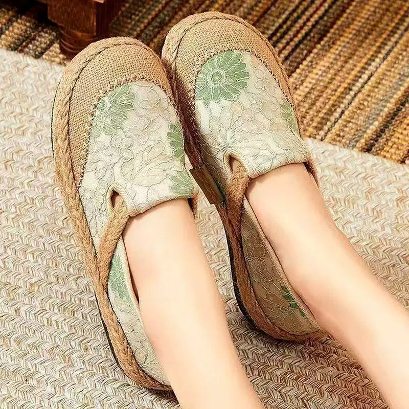 New Ethnic Style Lazy Fisherman Shoes Linen Comfortable Breathable Women's Shoes Retro Style Soft Sole Cloth Shoes