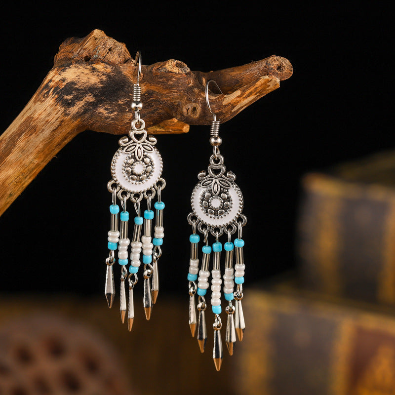 Creative Small Alloy Short Tassel Earrings for Women's Multi layer Rice Ball Earrings Jewelry