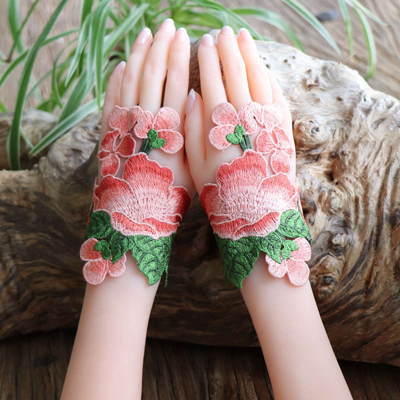 Ethnic Style Fabric Embroidery Bracelets Ethnic Style Hollow out Embroidery Gloves Wrist Bracelets