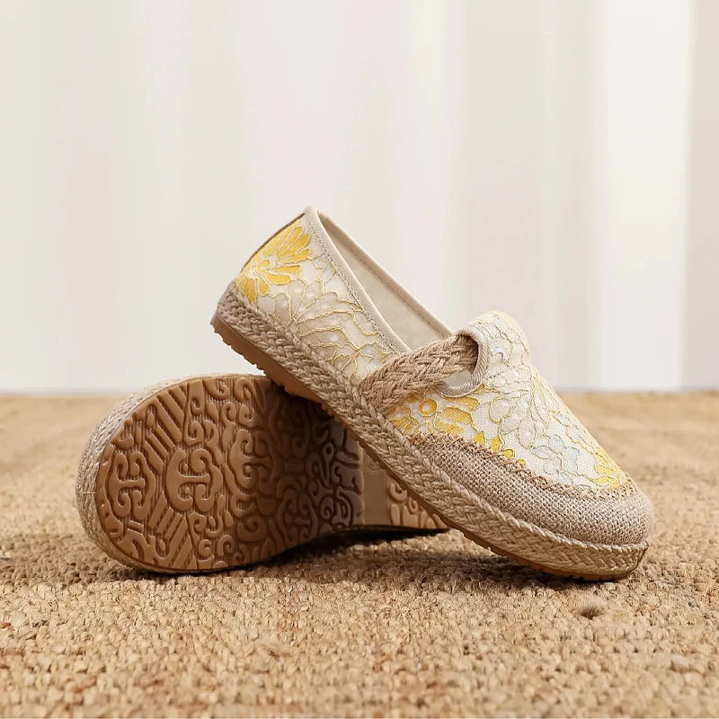 New Ethnic Style Lazy Fisherman Shoes Linen Comfortable Breathable Women's Shoes Retro Style Soft Sole Cloth Shoes