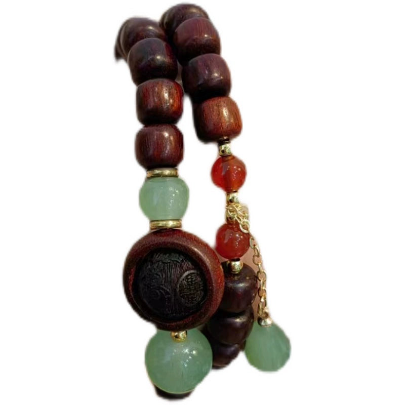 A New Retro and Niche Zen Themed Sandalwood Beads Bracelet Necklace