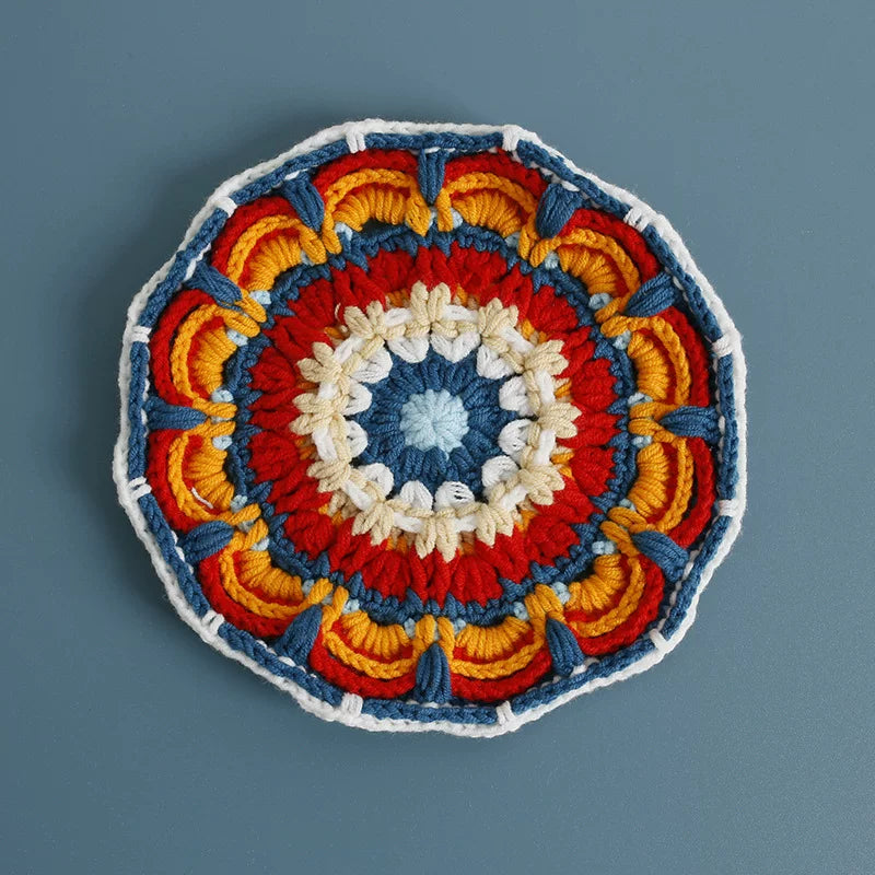 Non-slip Hand-woven Exquisite Large Coaster Sweet Wool Crocheted Vase Mat New Handmade Knitted Flower
