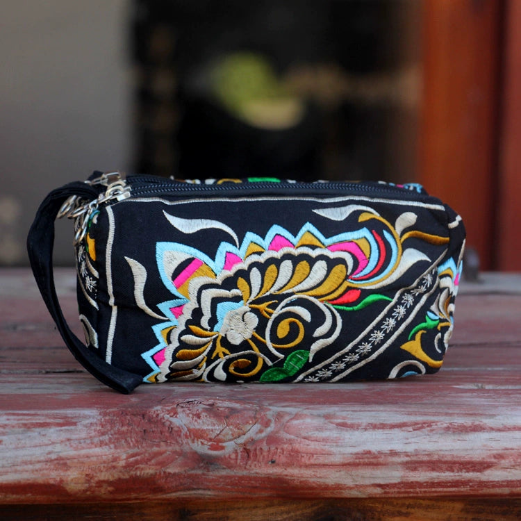 Ethnic Bag Fashion Fabric Coin Purse Embroidered Multi-layer Zipper Bag Clutch Bag