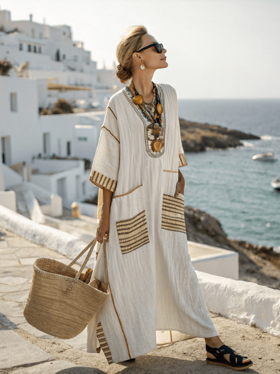 Summer Elegant Large Size Printing Long Pendulum Dress