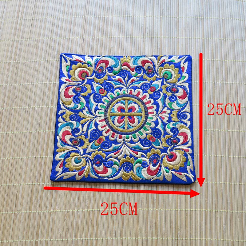 Ethnic Style Embroidery Placemat Yi Fabric Embroidery Heat Insulation Mat Tea Square Mat Table Coffee Table Anti-scalding and Non-slip Mat
