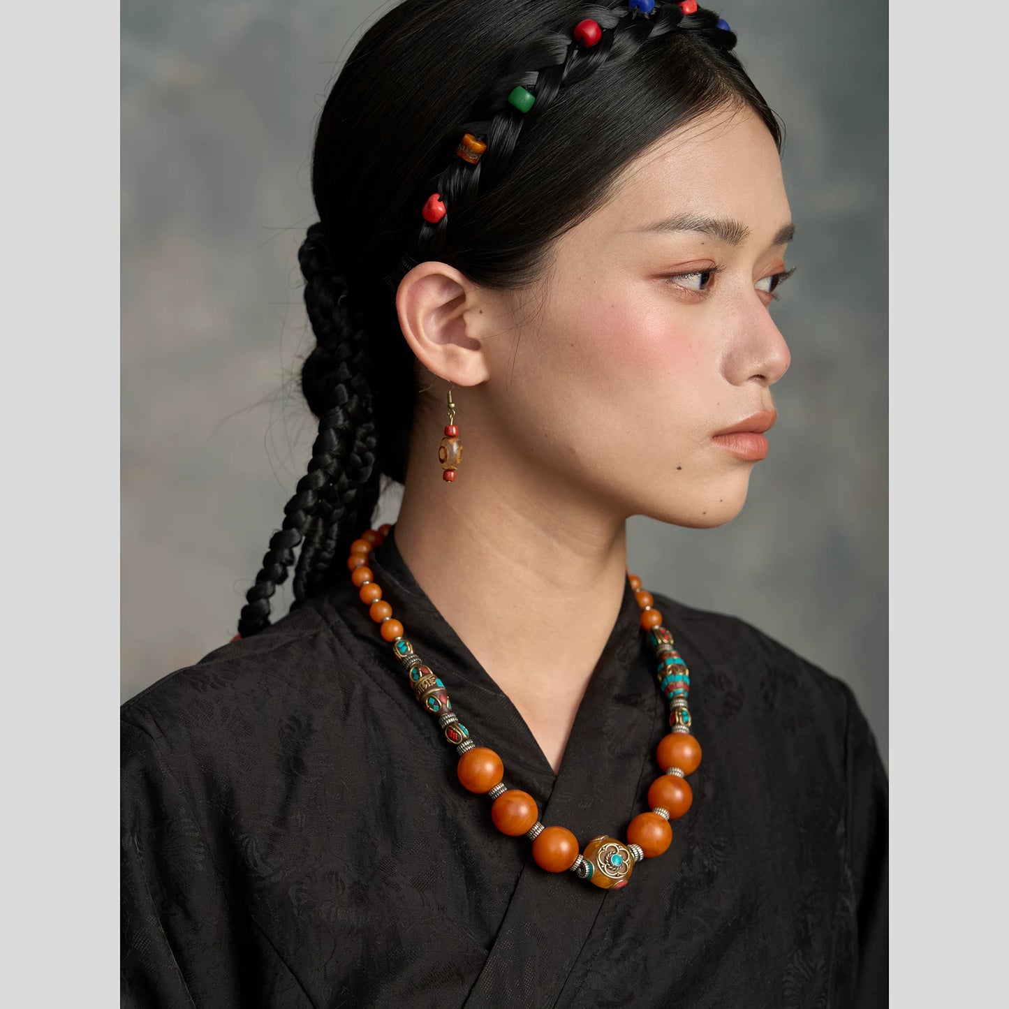 Tibetan Jewelry Nepalese Necklace, Tibetan Beeswax Necklace Original Design Ethnic Style
