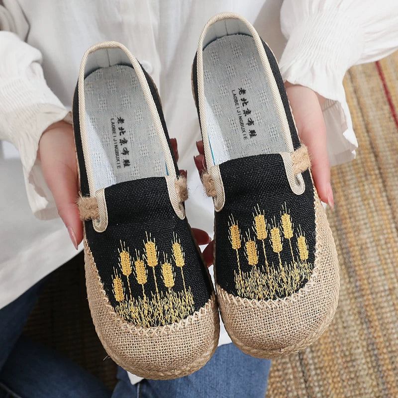 New Ethnic Style Lazy Fisherman Shoes Linen Comfortable Breathable Women's Shoes Retro Style Soft Sole Cloth Shoes