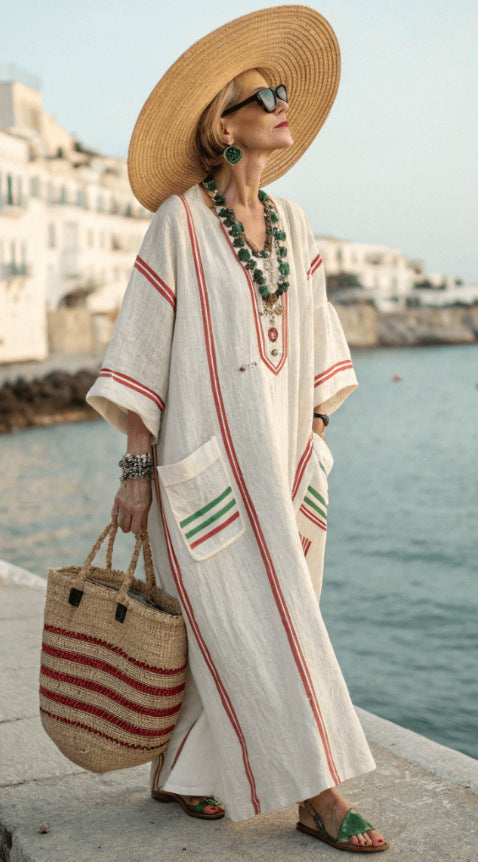 Summer Elegant Large Size Printing Long Pendulum Dress