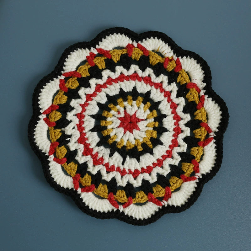 Non-slip Hand-woven Exquisite Large Coaster Sweet Wool Crocheted Vase Mat New Handmade Knitted Flower