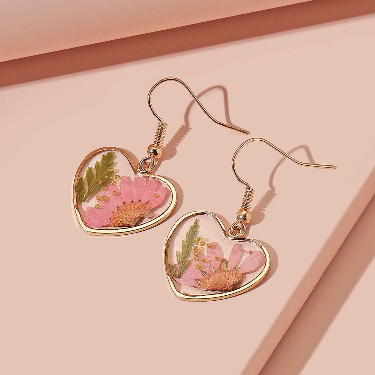 New Transparent Camellia Blossom Dried Flower Creative Forest Love Flower Earrings Design Sense INS Earrings and Earrings