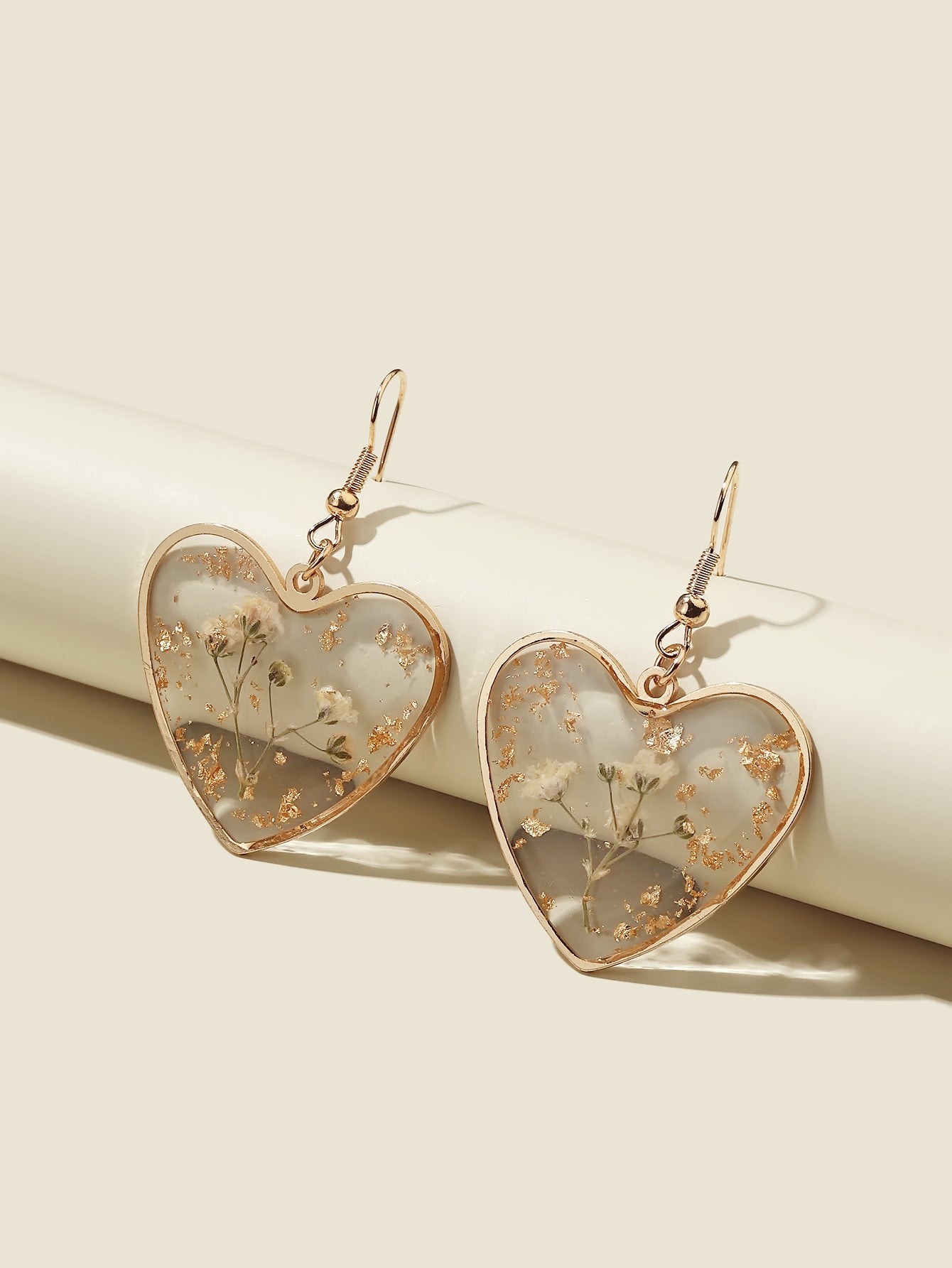 New Transparent Camellia Blossom Dried Flower Creative Forest Love Flower Earrings Design Sense INS Earrings and Earrings