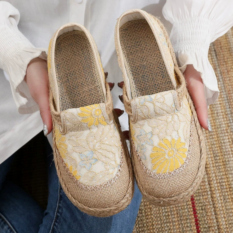 New Ethnic Style Lazy Fisherman Shoes Linen Comfortable Breathable Women's Shoes Retro Style Soft Sole Cloth Shoes