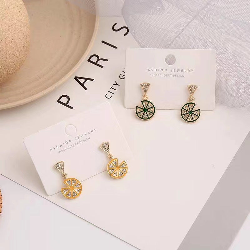 Needle Fruit Lemon Slice Earrings Exquisite Japanese and Korean Simple and Cute Earrings Fresh Earrings