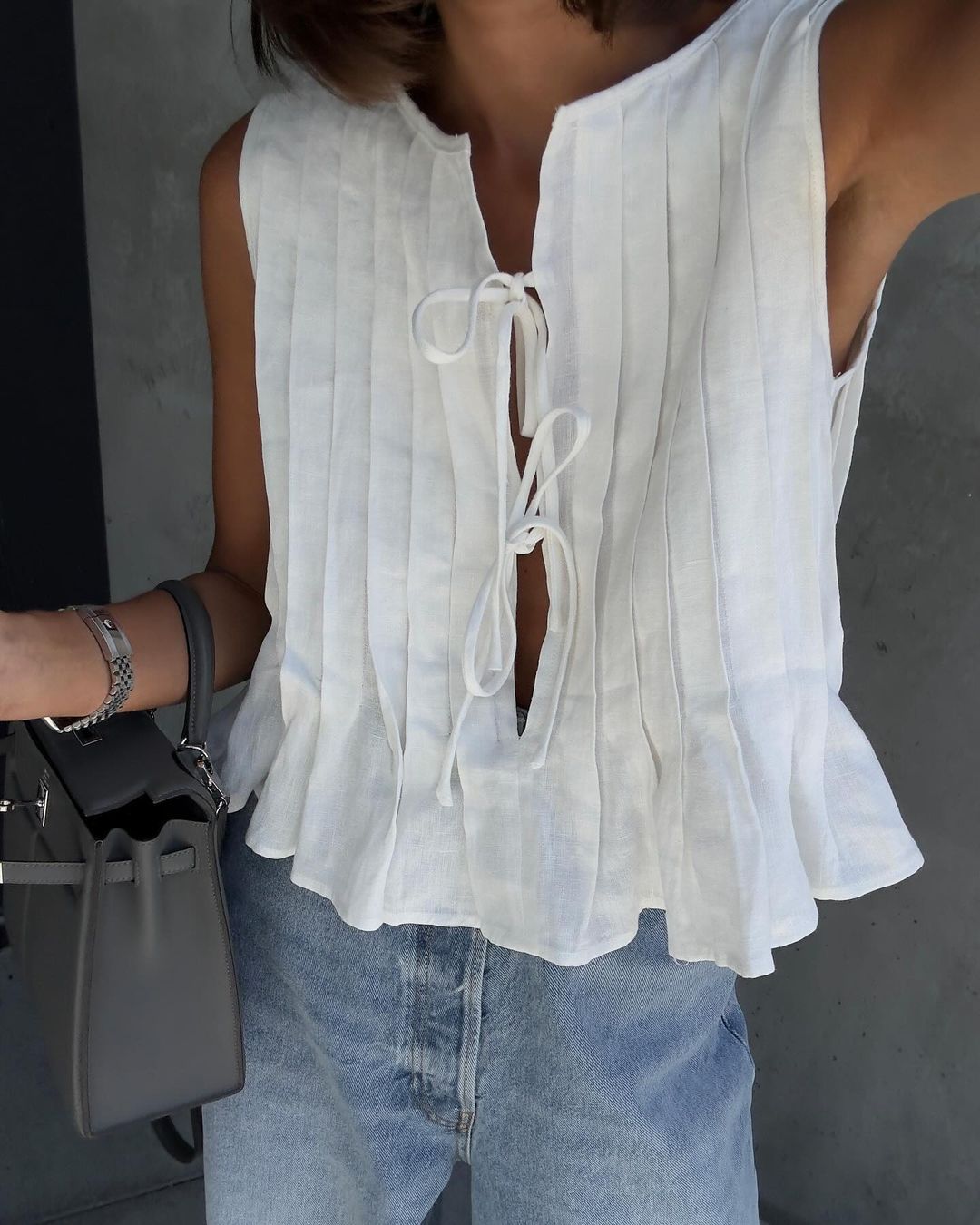 6 Colors Breathable Cotton and Linen Pleated Sleeveless Straps, Women's Shirts, High Street Long Skirts.