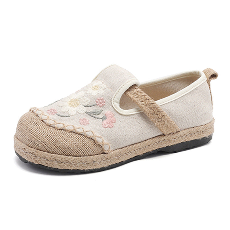 Elegant Embroidered Linen Shoes 2026 Spring New Cotton and Linen Shoes, Breathable and Comfortable Ethnic Style Women's Shoes