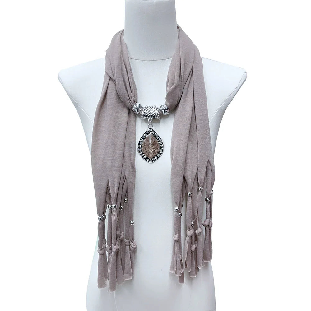 Alloy Jewelry Scarf, Pendant Scarf, Polyester Sweat Cloth 180x40 Women's Autumn and Winter Scarf