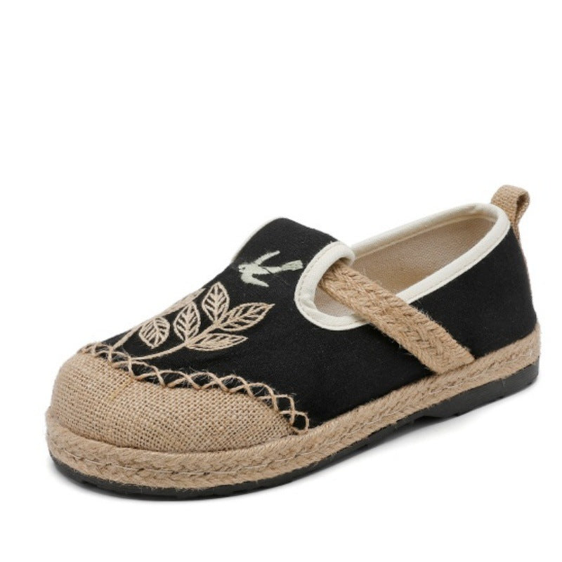 Ethnic Style Embroidered Cloth Shoes, New Hand-embroidered Linen Shoes, Soft-soled Breathable Woven Women's Shoes - emogogo