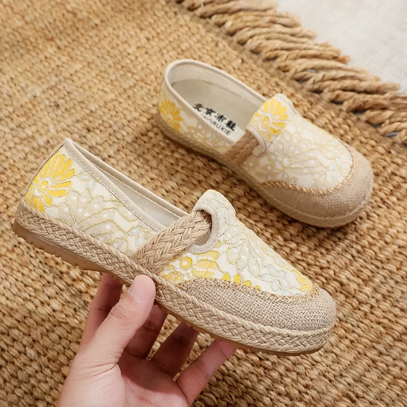 New Ethnic Style Lazy Fisherman Shoes Linen Comfortable Breathable Women's Shoes Retro Style Soft Sole Cloth Shoes