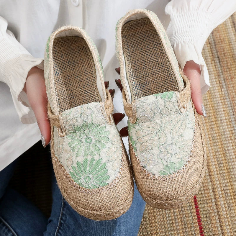 New Ethnic Style Lazy Fisherman Shoes Linen Comfortable Breathable Women's Shoes Retro Style Soft Sole Cloth Shoes