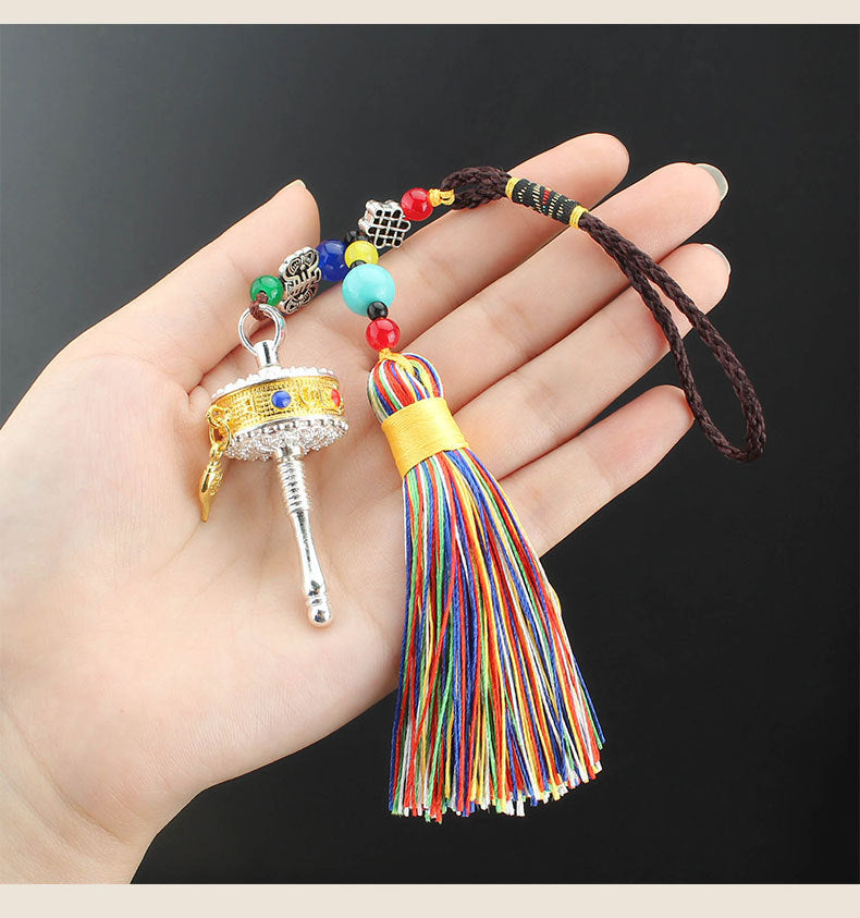 Tibetan Six-character Motto, Prayer Cylinder, Car Pendant, Wheel Turning, Charm, Car Interior Mirror, Men's and Women's Hanging Ornaments