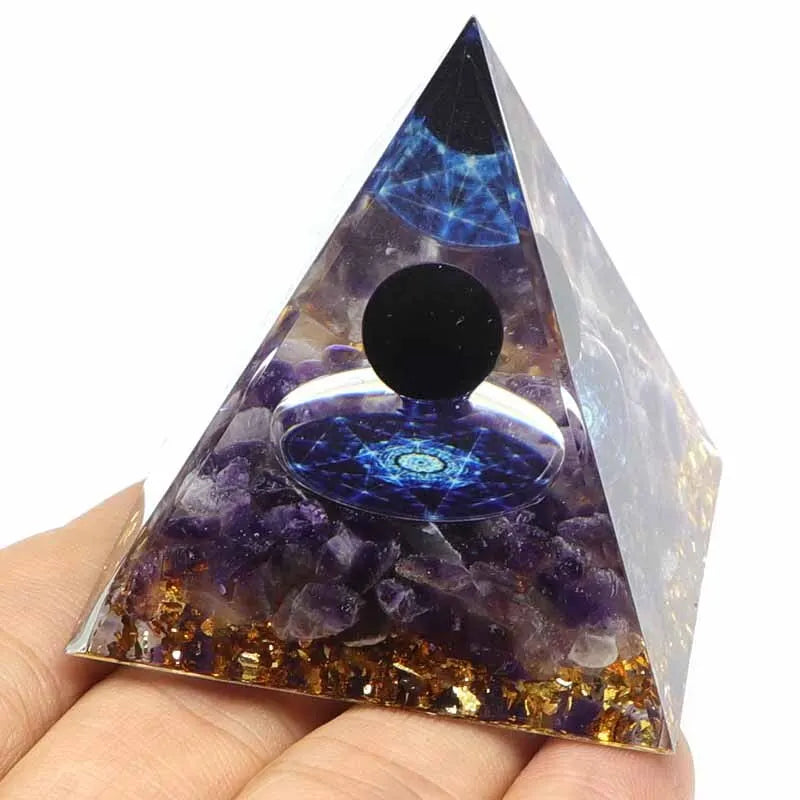 Orgonite Pyramid Stone And Crystals Energy Amethyst Reiki Chakra Multiplier Meditation Craft Trinket Home Decoration Gifts