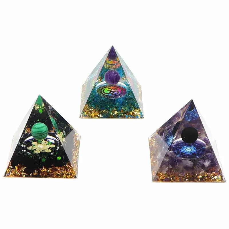 Orgonite Pyramid Stone And Crystals Energy Amethyst Reiki Chakra Multiplier Meditation Craft Trinket Home Decoration Gifts