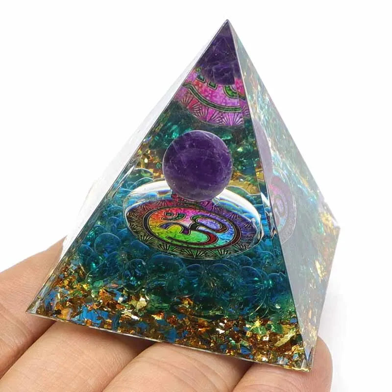 Orgonite Pyramid Stone And Crystals Energy Amethyst Reiki Chakra Multiplier Meditation Craft Trinket Home Decoration Gifts