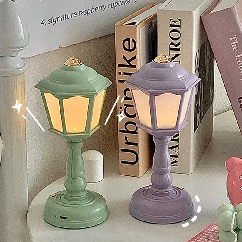 Retro LED Desk Lamp Table Night Light Mini Street Lamp Design Night Lights Desk Accessories Kawaii Room Decor Home Decor Items