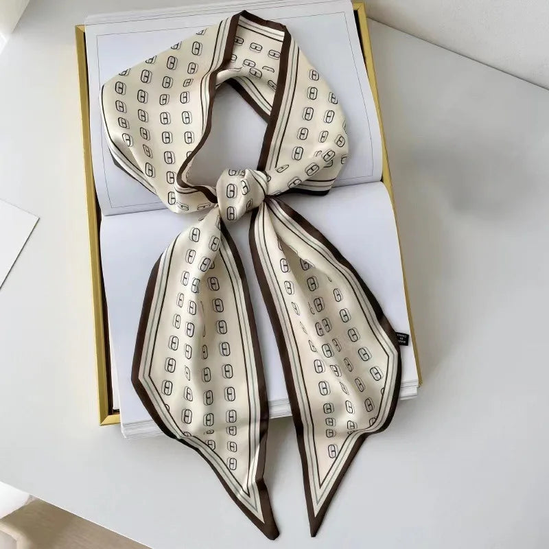 New Long Silk Scarf Women Luxury Paisley Print Headband Soft Satin Scarves Hands Bag Ribbon Foulard Hijab Neckerchief Headband