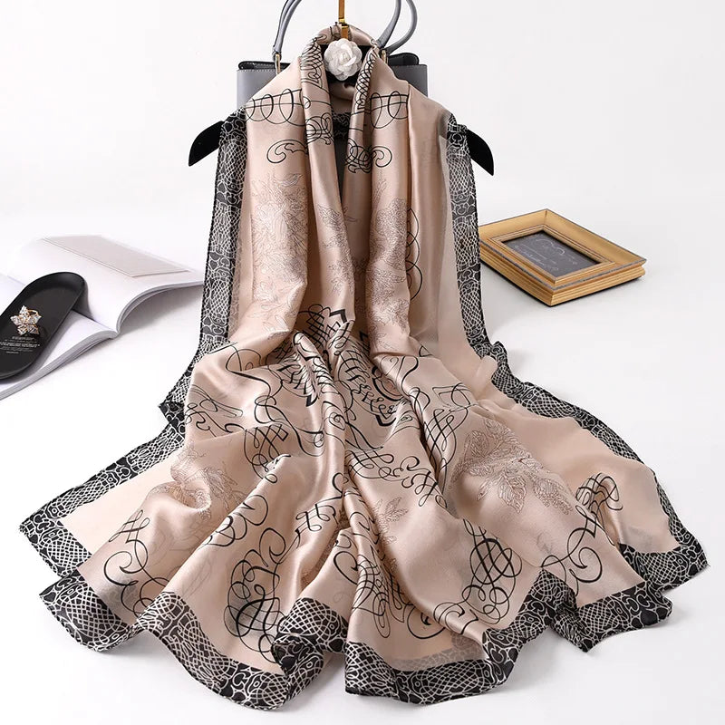 Green Peacock Feather Hijab Summer Beach Pareo Silk Scarf Women Luxury Bandana Soft Long Foulard Femme Designer Bufandas Mujer