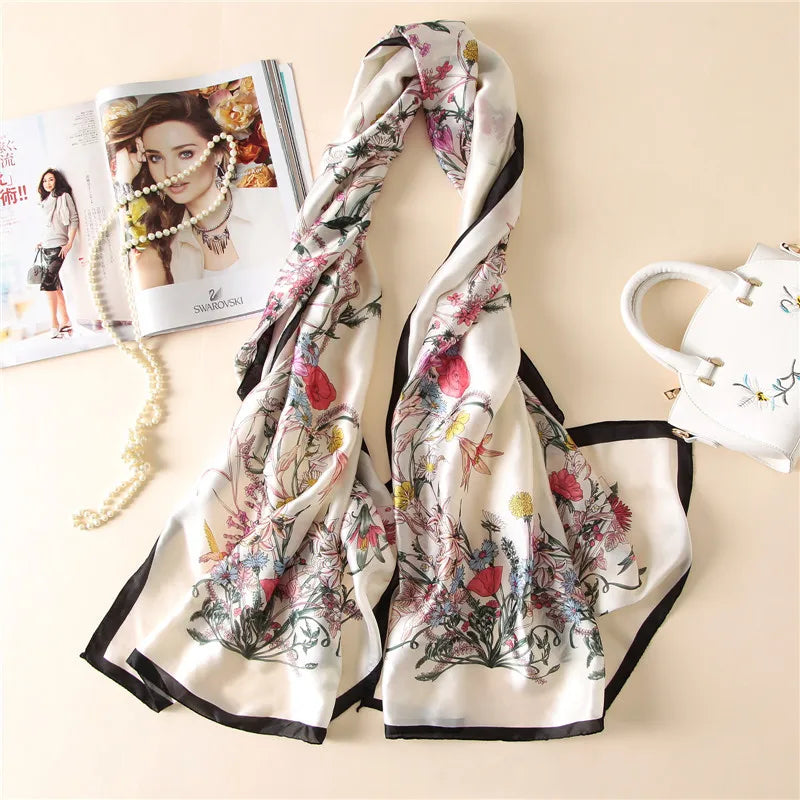 Green Peacock Feather Hijab Summer Beach Pareo Silk Scarf Women Luxury Bandana Soft Long Foulard Femme Designer Bufandas Mujer