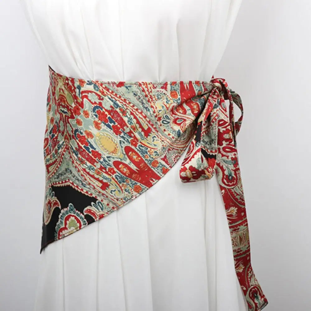 Chinese Style Ethnic Triangular Waistband Embroidered Printing Tassel Floral Triangular Belt Jeans Decor Clothing Accessories