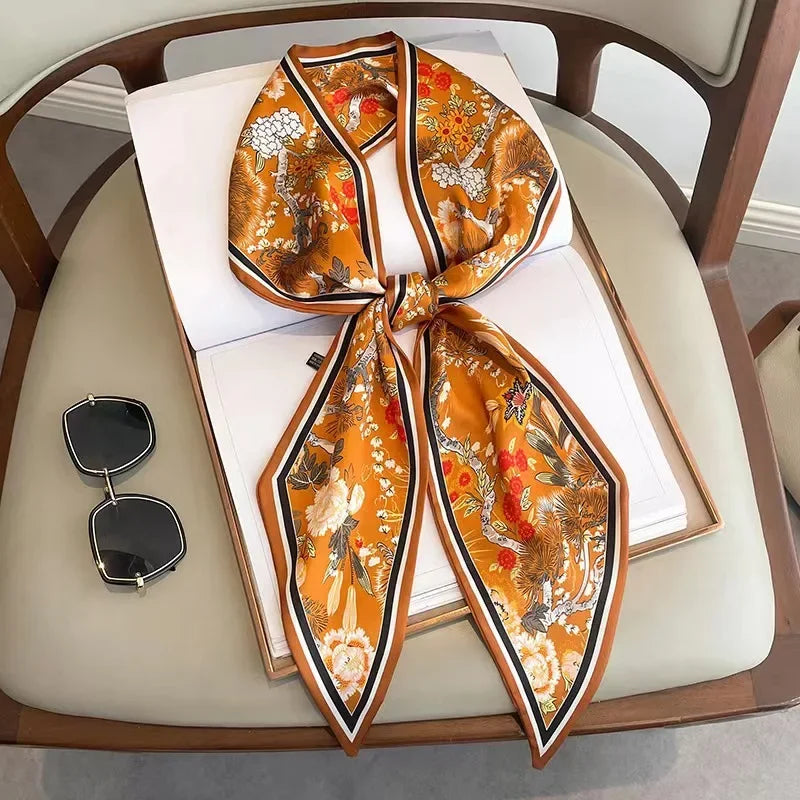 New Long Silk Scarf Women Luxury Paisley Print Headband Soft Satin Scarves Hands Bag Ribbon Foulard Hijab Neckerchief Headband