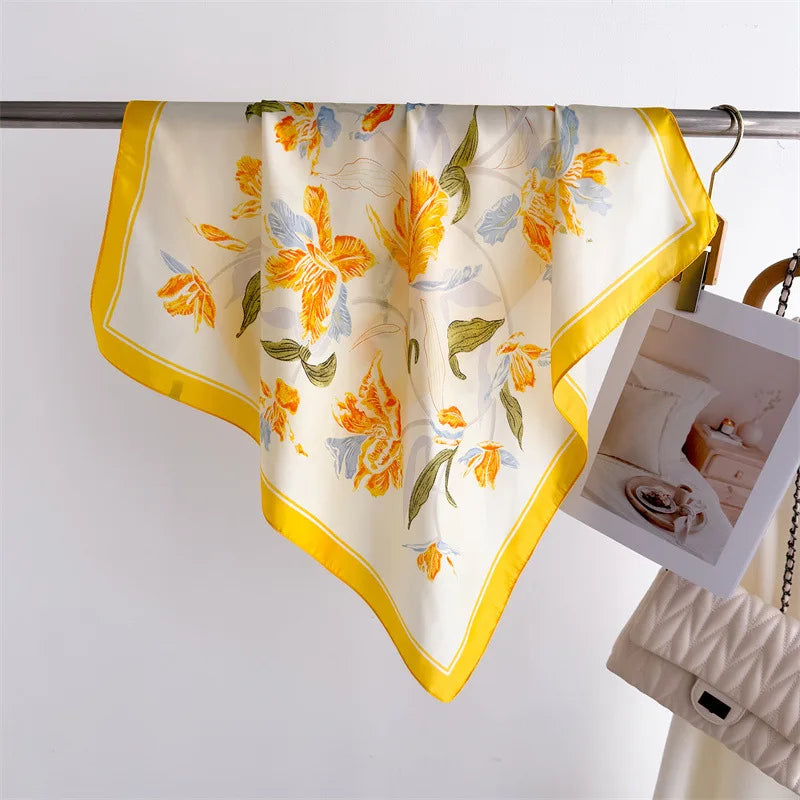 Luxury New Printed Scarves Women's Silk Scarf Spring and Summer Floral Decorations Small Neckties Hairbands Bags Wholesale