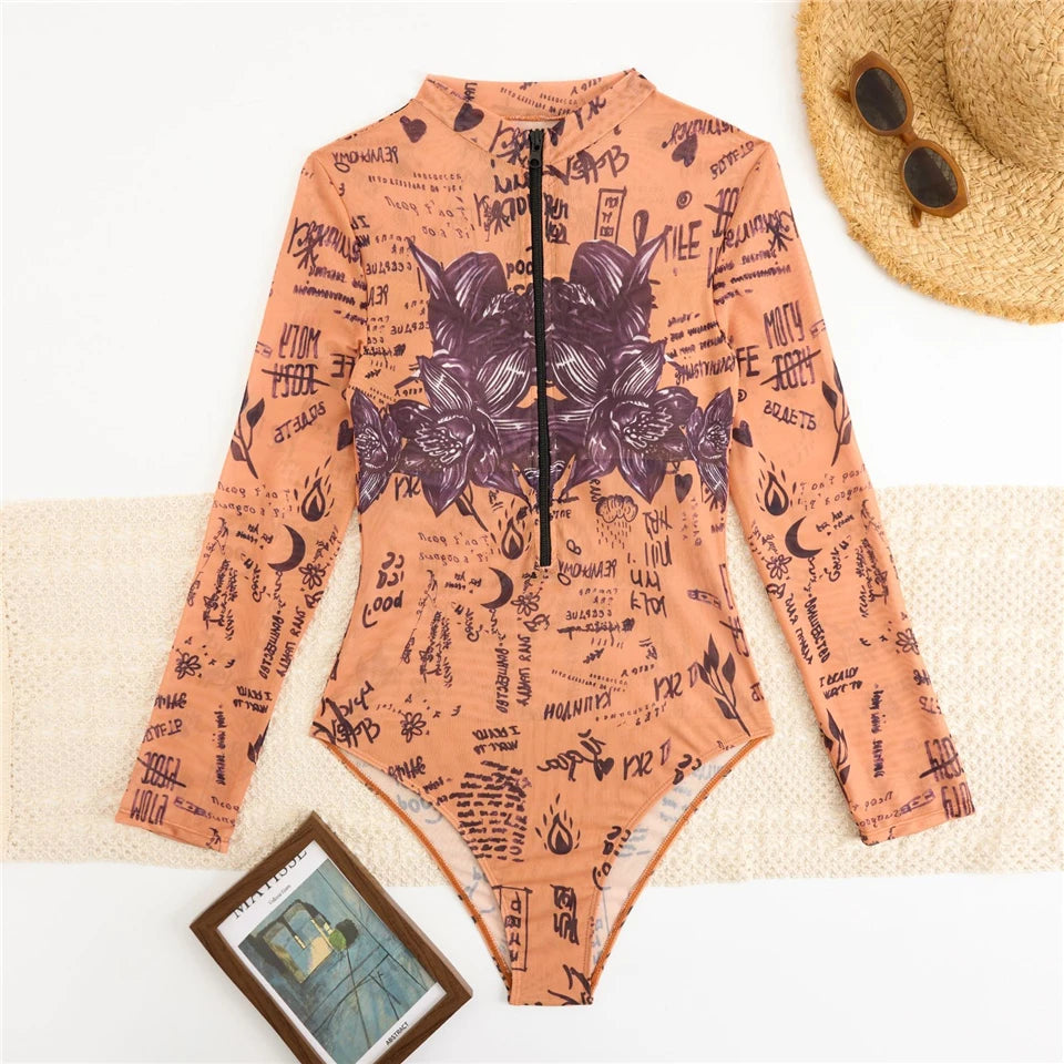 2026 Swimwear Women Long Sleeved Sun Protection One Piece Swimsuit For Female's Sports Bathers Swimming Bodysuit Beach купальник