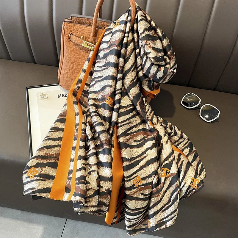 Green Peacock Feather Hijab Summer Beach Pareo Silk Scarf Women Luxury Bandana Soft Long Foulard Femme Designer Bufandas Mujer