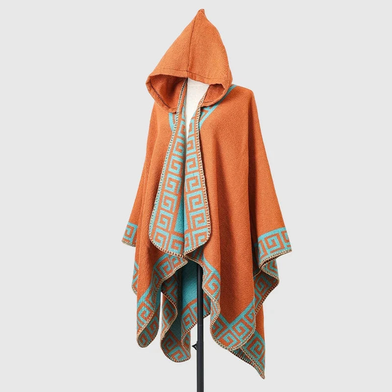 New Fine Ladies' Shawl Scarf with Geometric Pattern Borders Hooded Wrap Shawl Autumn Winter outdoor Travel Stylish Women