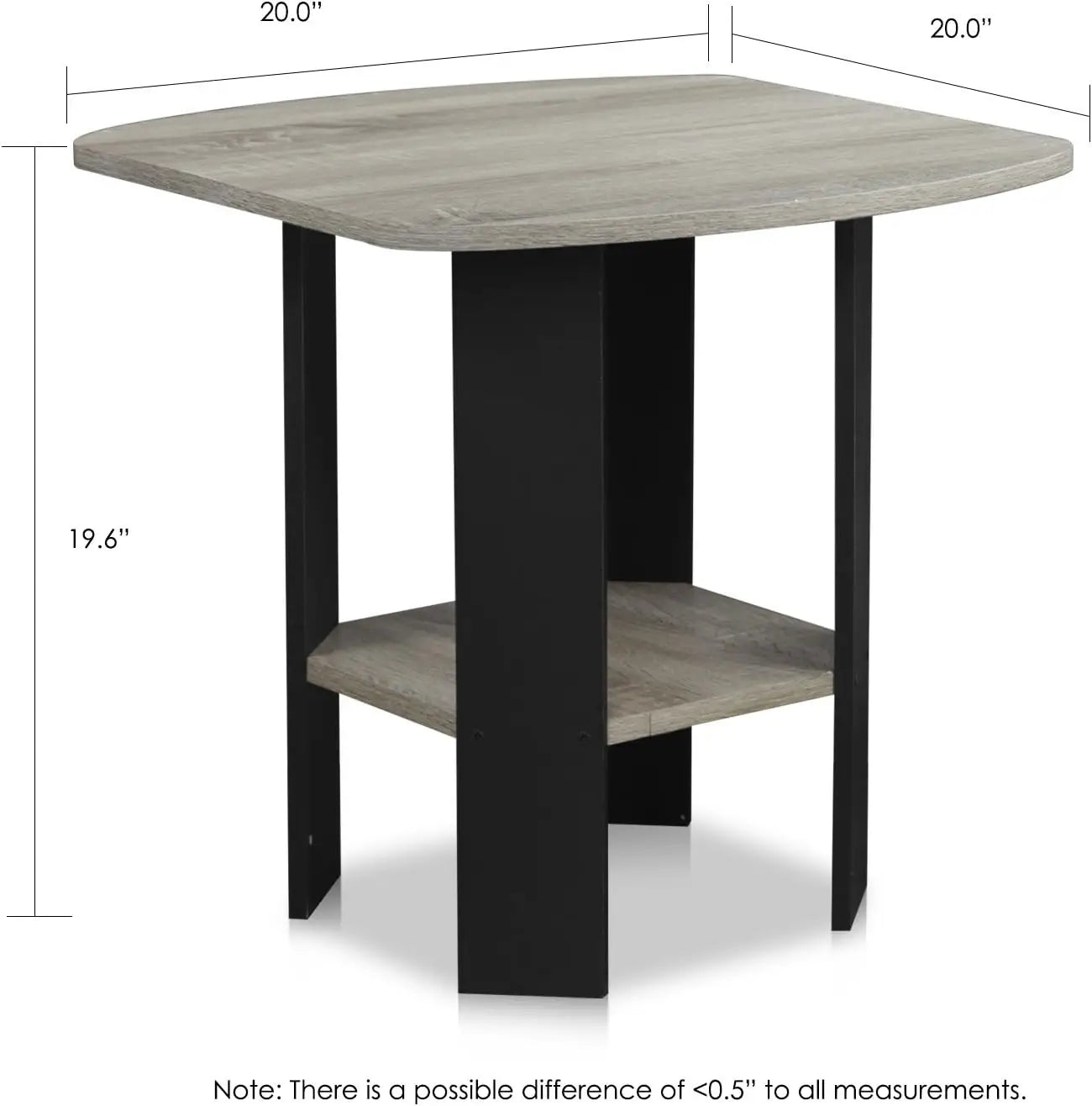 Simple Design End Table, 2-Pa, French Oak Grey/Bla