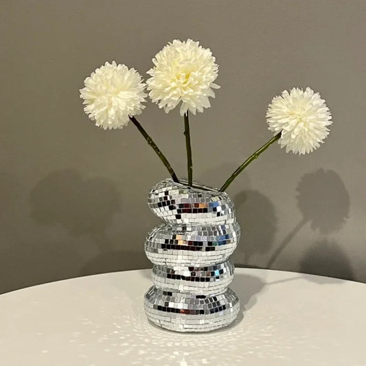 Mosaic Plastic Spiral Vase Creative Flower Arrangement Container Living Room Decoration