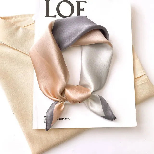 2025 New 100% Pure Silk Scarf Women Neck Hair Foulard Bandana Square Small Headband Hijab Print Poncho Scarves Pashmina