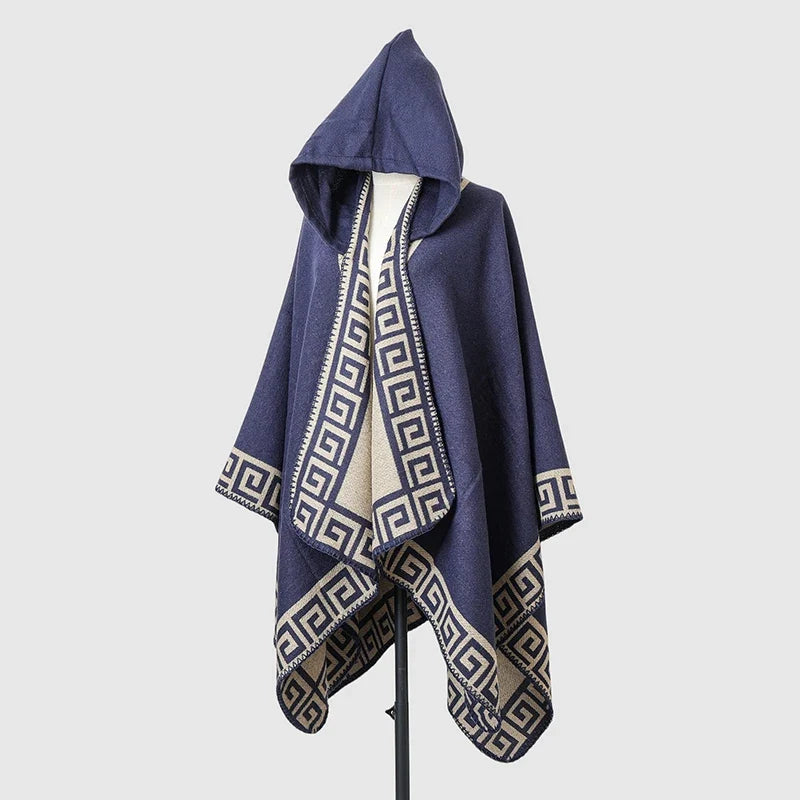 New Fine Ladies' Shawl Scarf with Geometric Pattern Borders Hooded Wrap Shawl Autumn Winter outdoor Travel Stylish Women