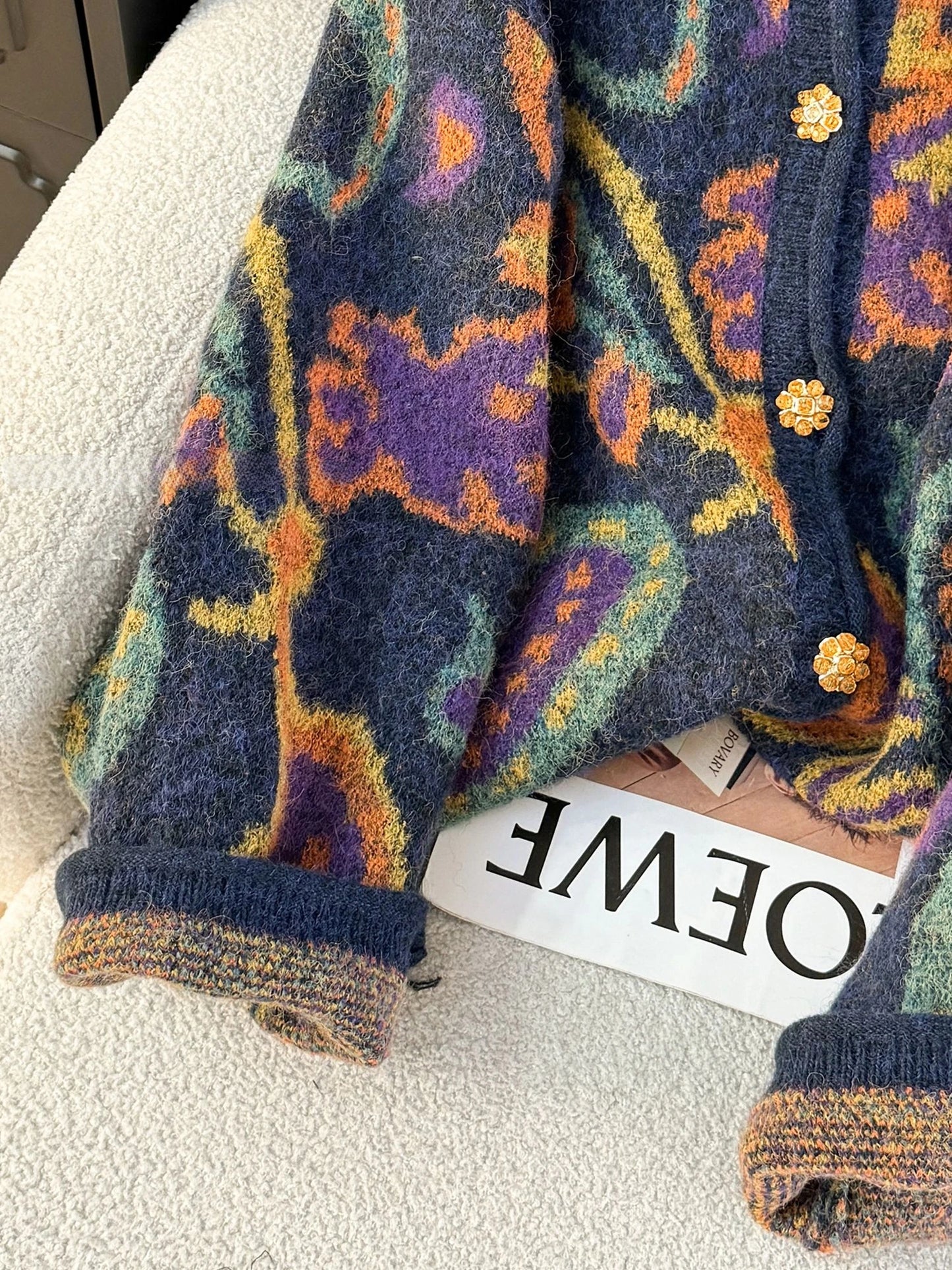 Autumn Retro Sweater Cardigan Women Korean Fashion Thick Metal Embroidery Knitted Gentle Vintage Clothes