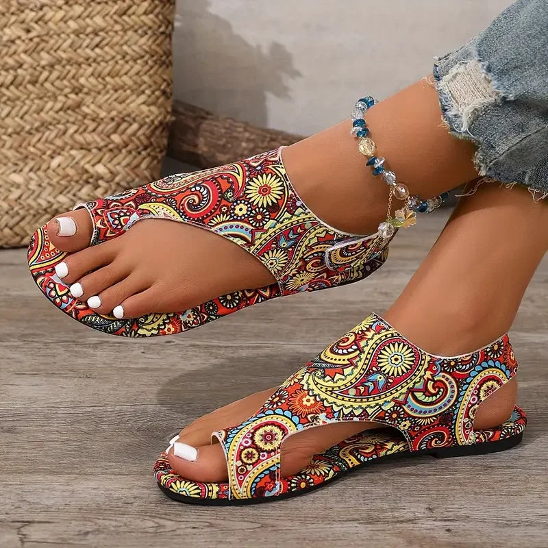 Women Flat Sandals Comfortable Flats Sandals Printed Bohemia Roman Style Shoes for Women Fashion Shoes Sandalias De Mujer