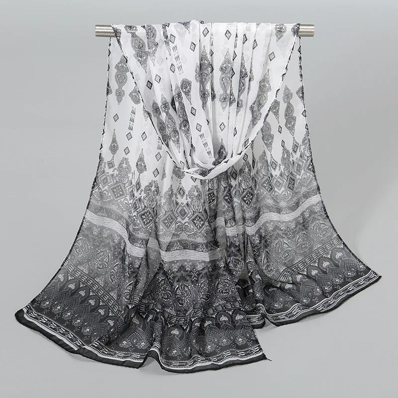 Ethnic New Chiffon Scarf For Women Summer Print Thin Sunscreen Scarves Soft Shawl Foulard Viscose Autumn Female Wrap Shawls