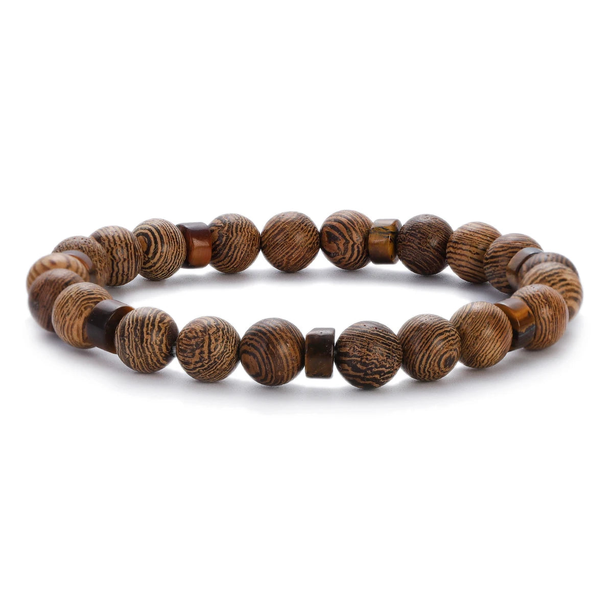 New Classic Natural Wood Beads Bracelets For Women Meditation Prayer Sliver Om Pendant Bracelet Men Wooden Yoga Jewelry