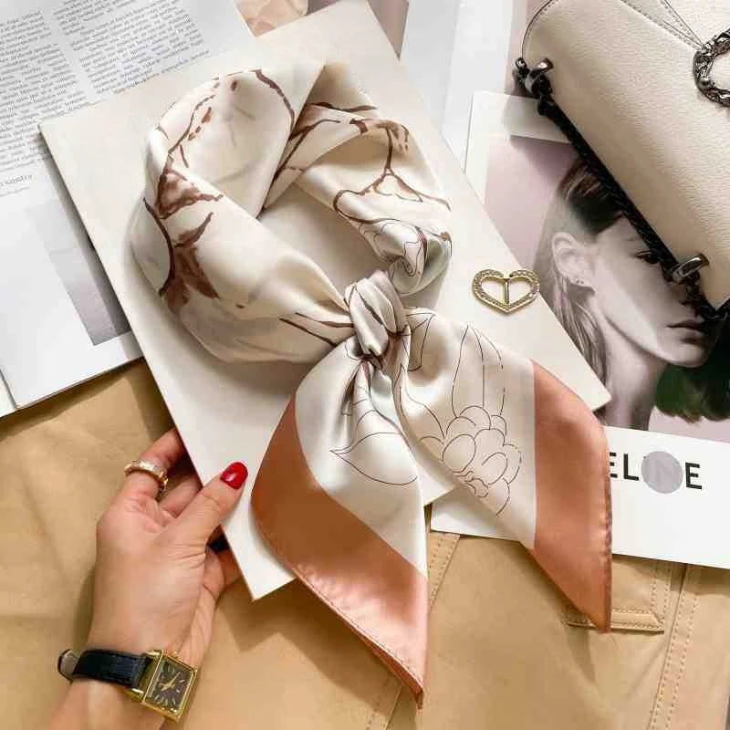 70cm Leopard Print Silk Square Scarf for Women Satin Shawl Fashion Wraps Neckerchief Female Hair Bands Ribbon Headband Bandana